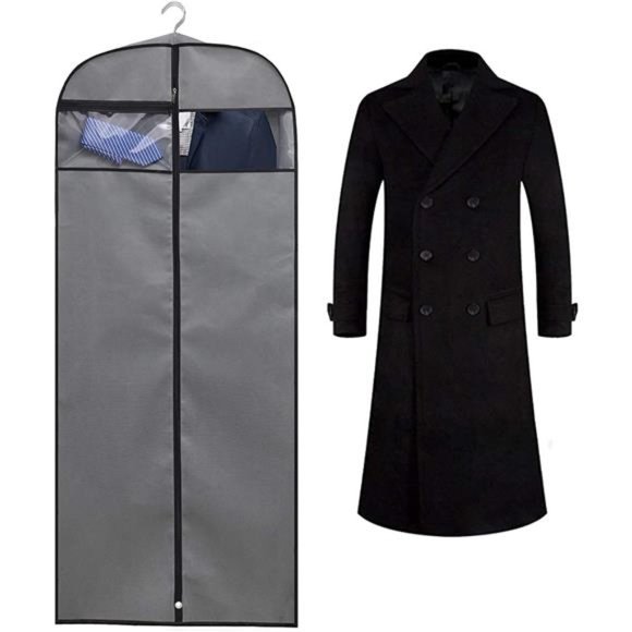 Gusseted 60"Dress GarmentBag Hanging ClothesCover with Clear Window ZipperPocket - Picture 3 of 7